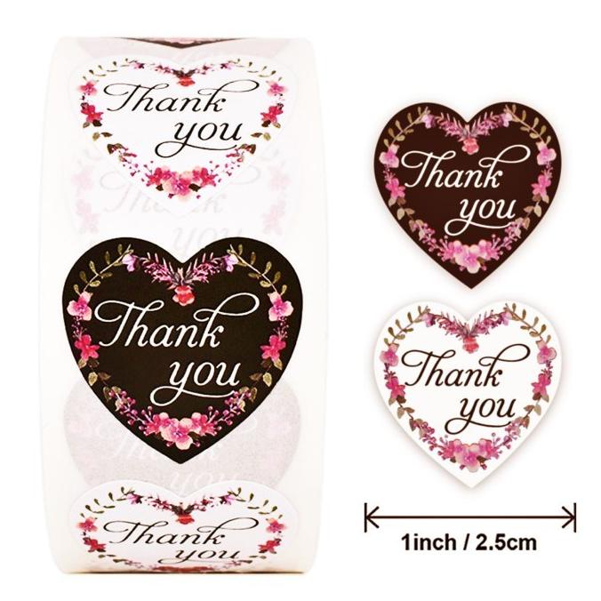 

(BISA COD) Stiker Thank You Roll Bentuk Hati Sticker Ucapan Terima Kasih Love TERBATAS Kode 632