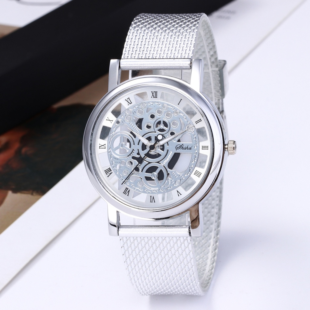 PROMO SUPER DISKON!! Jam Tangan Pria Wanita Strap Stainless Steel Romawi Casual Watch / Watch Unisex Soft Mesh Belt