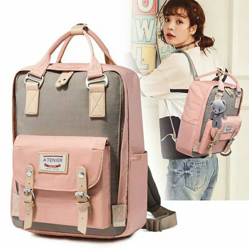 TAS RANSEL WANITA BESAR PINK LINEA TA359P3 BACKPACK PUNGGUNG KULIAH KERJA SEKOLAH IMPORT BATAM MURAH