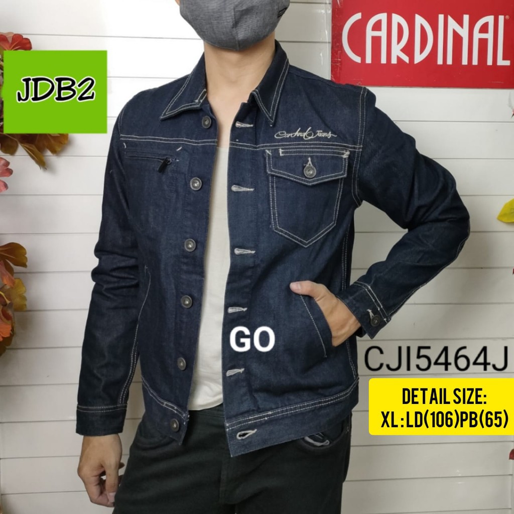 gos JDB CARDINAL JAKET JEANS Cowok Jaket Cowok Denim Jaket Kancing Pria Outdoor