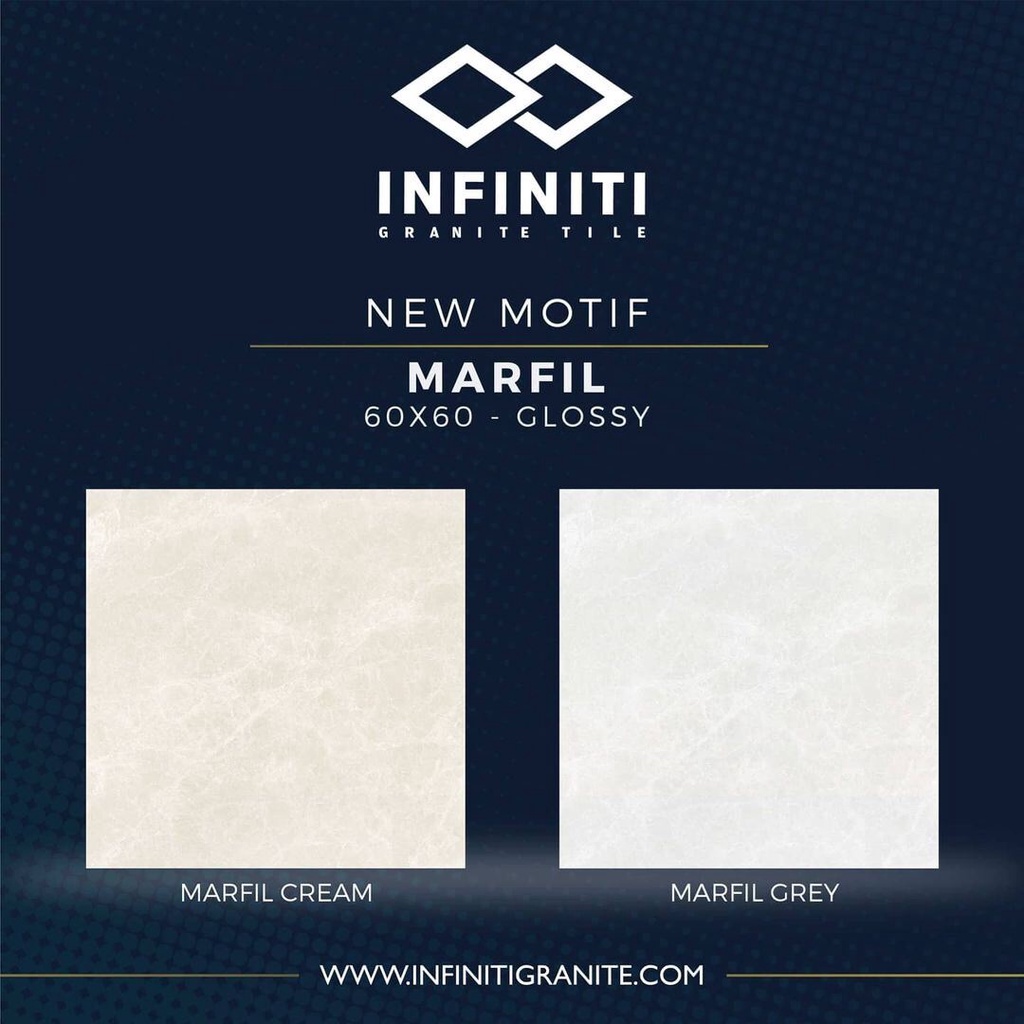 GRANIT LANTAI 60x60 MARFIL CREAM GREY / NEW MOTIF / INFINITI / GLOSSY / KW1