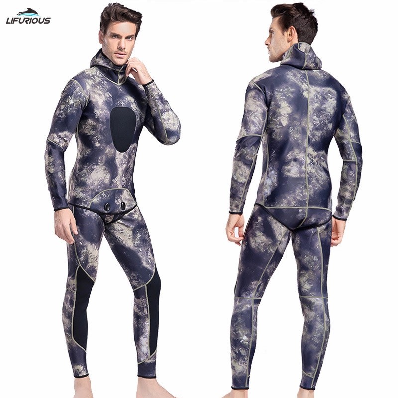 Wetsuit Baju Panah Ikan Spearfishing With Hoodie Scuba Diving Freediving Selam Camo Neoprene 3mm Lif