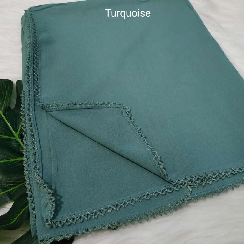 Termurah Pashmina Diamond Lace Picot  / Pasmina Crochet / Pasmina Lace Azara-Turqouise