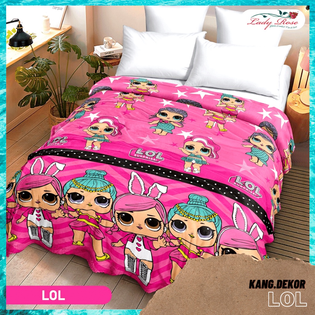 SELIMUT LADY ROSE MOTIF LOL KARAKTER KARTUN ANAK SELIMUT BULU LEMBUT HALUS TEBAL LADYROSE UKURAN 160