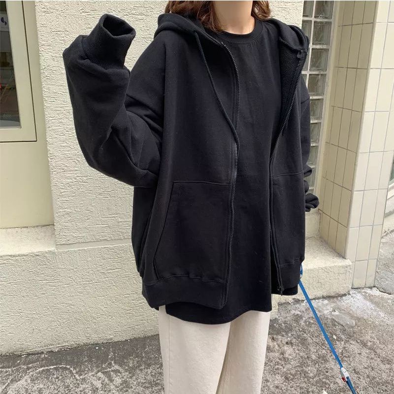 JAKET HOODIE  OVERSIZE BLACK ZIPPER size XXL, Ld 130,pj 72cm