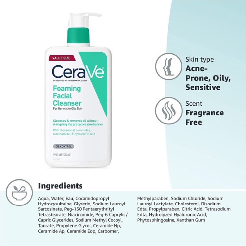CeraVe Moisturizing Lotion 236ml(Moisturizing Cream) For Normal To Dry Skin/ Foaming Facial Cleanser 236ML（Facial Wash）
