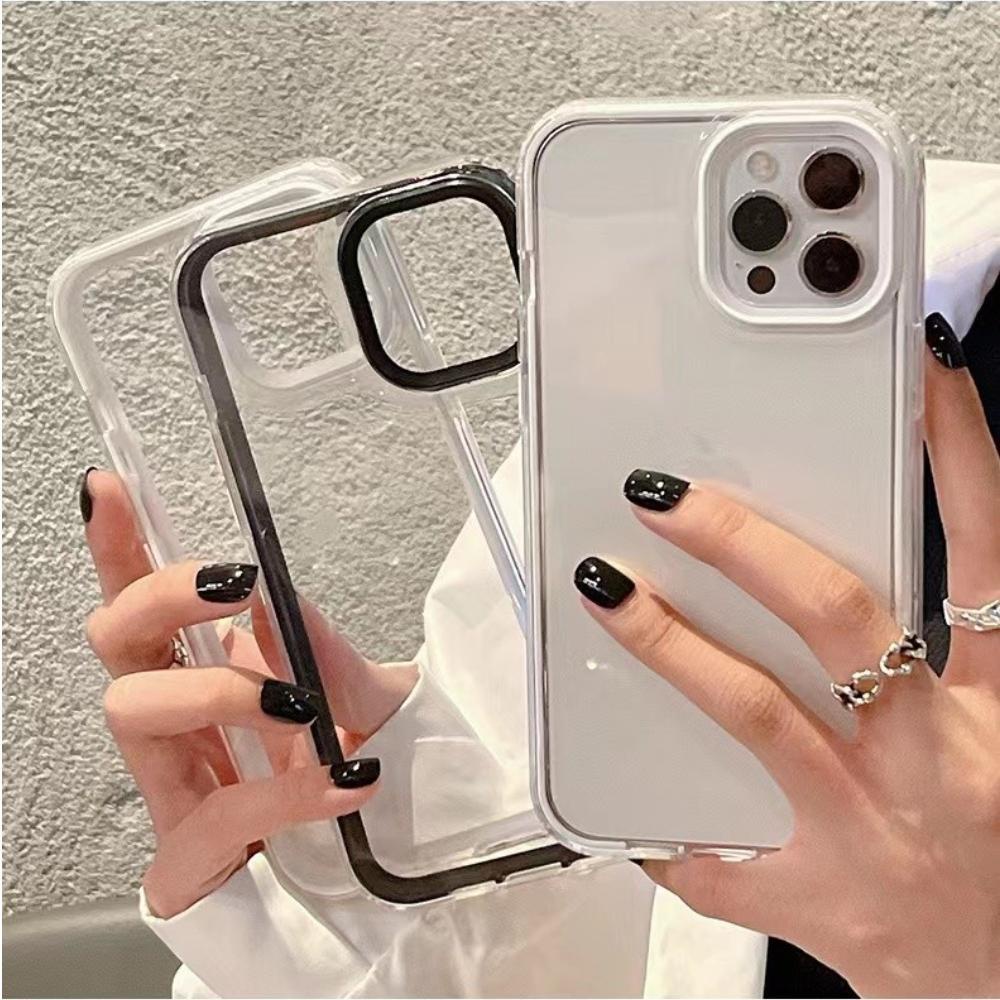 Soft Case Pelindung Layar Kamera Bahan Silikon Akrilik Bening 3 In 1 Dapat Dilepas Untuk Iphone 13 Pro Max 12 Pro Max 11 Pro Max 7 Plus Xr Xs Max 12