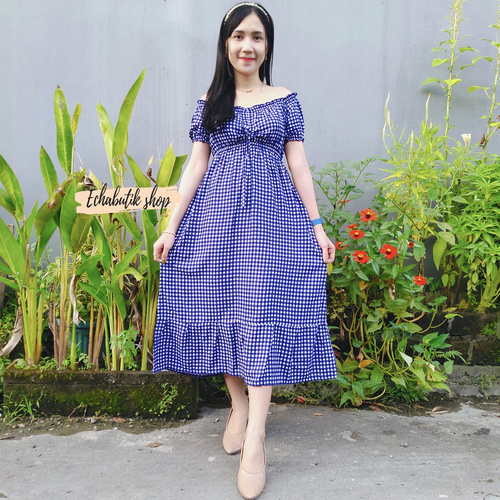 DASTER/DRES CASANDRA POLOS BALI-KOTAK NAVY