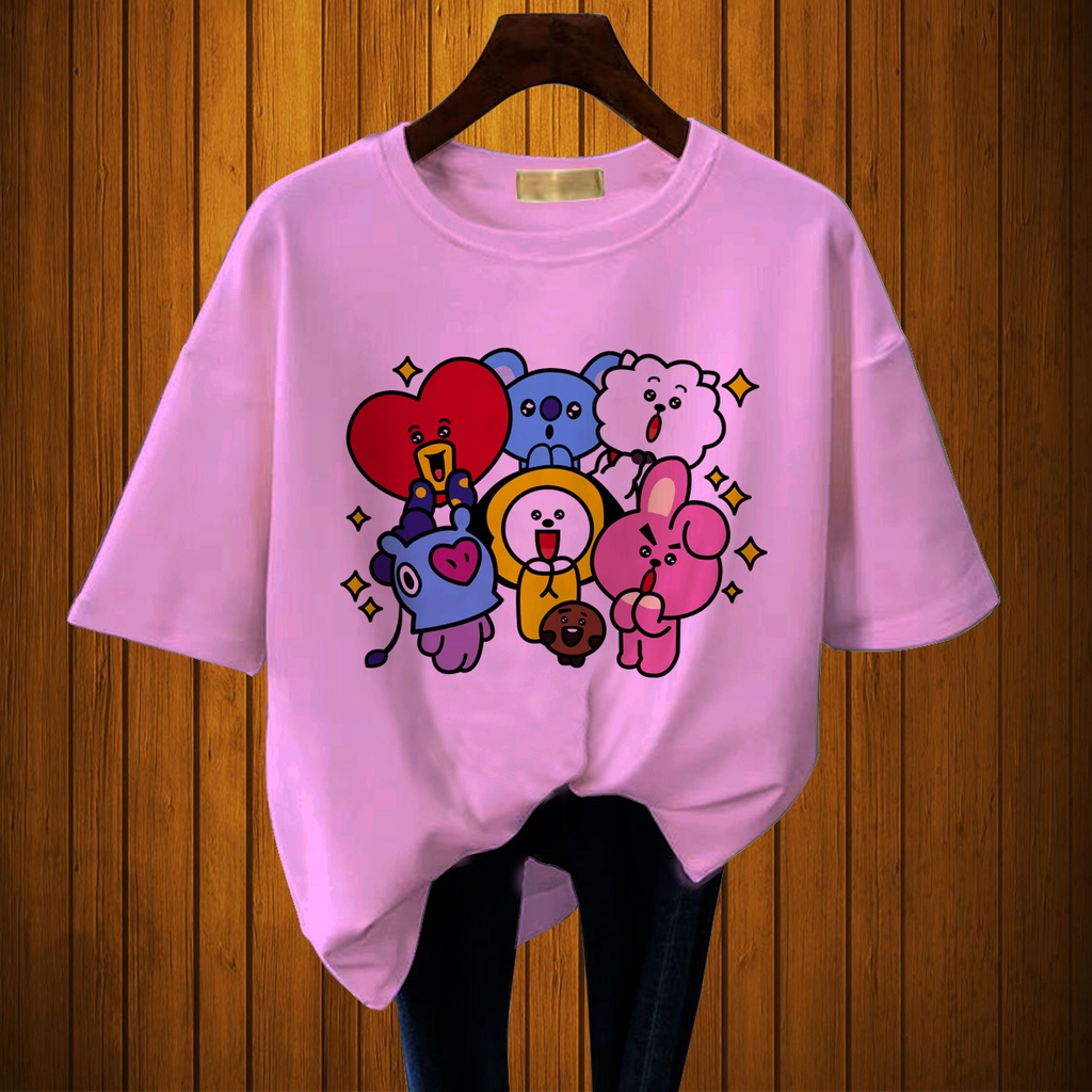 CALVIERO SHOP - BAJU KAOS WANITA DEWASA PRINT BTS ICON CASUAL