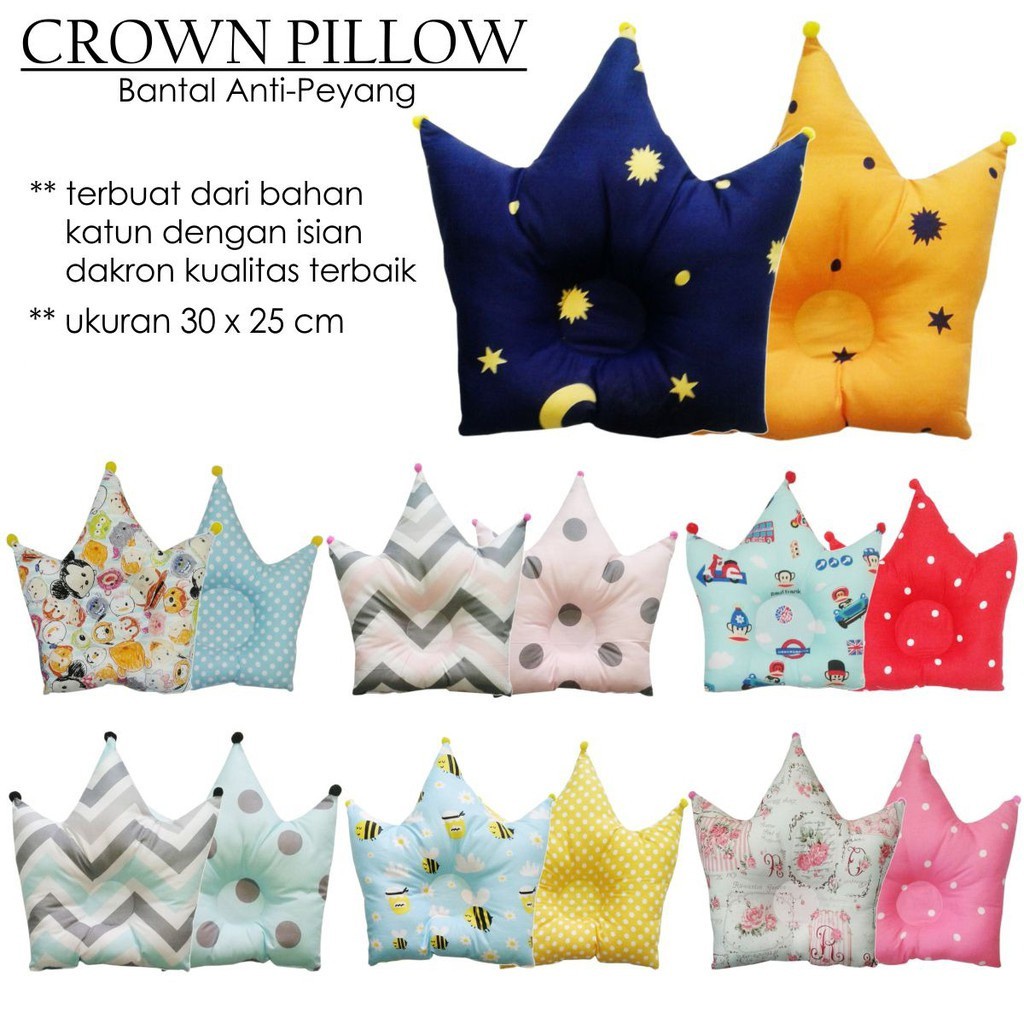 Bantal Kepala Bayi Anti Peang Peyang Mahkota Crown Kotak