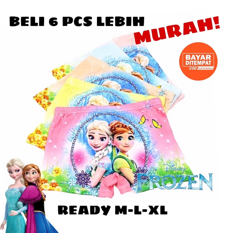 6 PCS CD KANCUT CELANA DALAM BOXER ANAK PEREMPUAN BAHAN ADEM FROZEN / CD BOKSER ANAK CEWEK FROZEN