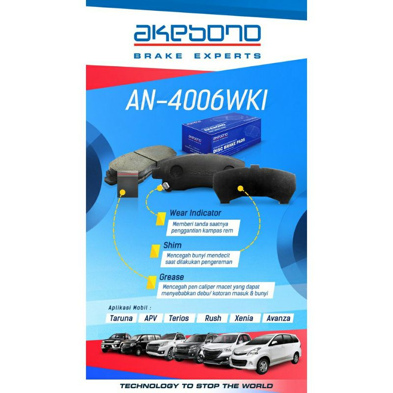 Brakepad/Kampas rem depan Avanza/Xenia/Rush/Terios/Apv/Taruna Asli Akebono