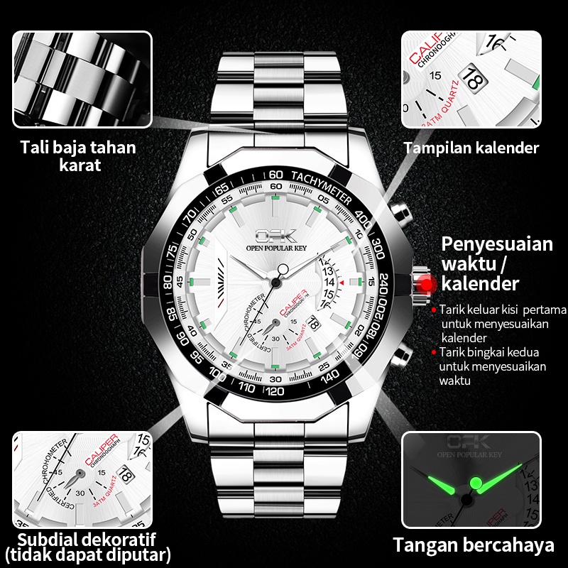 OPK Jam Tangan Pria Original Anti Air Analog Keren Tahan Bisnis Kuarsa Asli New Arrivel Model Terbar Hitam