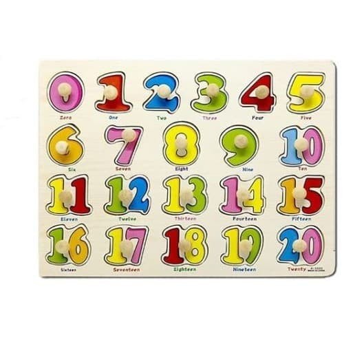 Puzzle Wooden Knob Knop Kayu Number Angka 0-20 A-3002 Edukasi Anak - Mainan Agar Anak Mengenal Angka