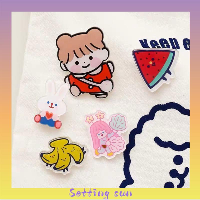 Korean Style Pin Brooch Bros Cute Aesthetic Karakter Akrilik TN