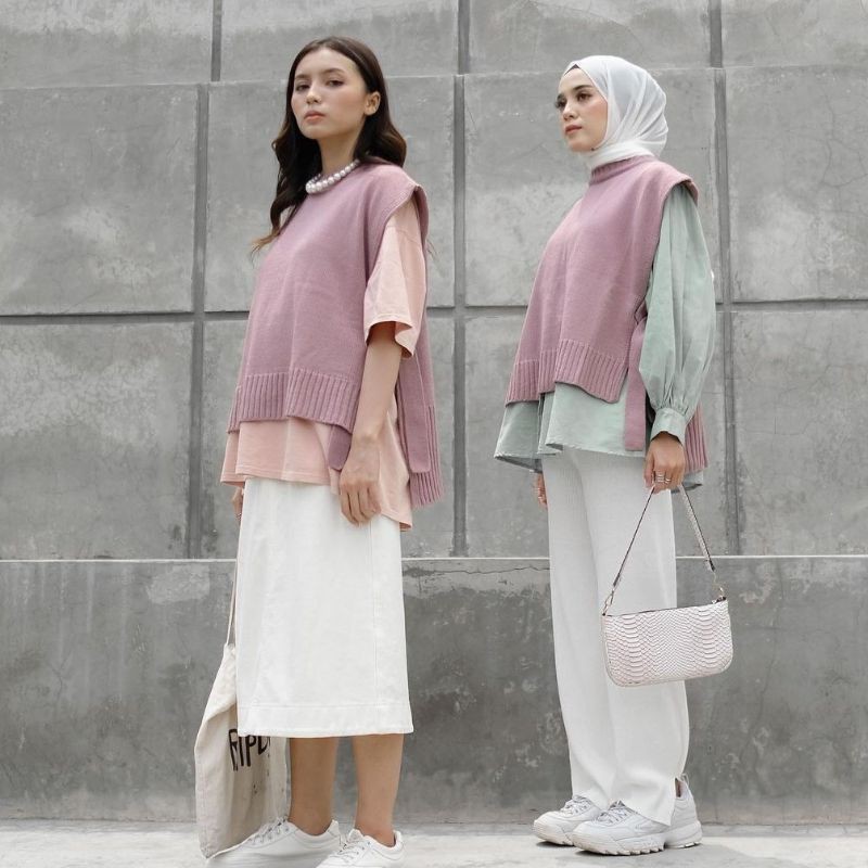 Rompi Andin XL OVERSIZE rompi rajut | Cardigan Rajut | Outer rajut | Rompi tali rajut wanita |