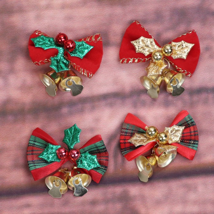 XLD pita bell tartan dekorasi hiasan pohon natal ornamen christmas bow