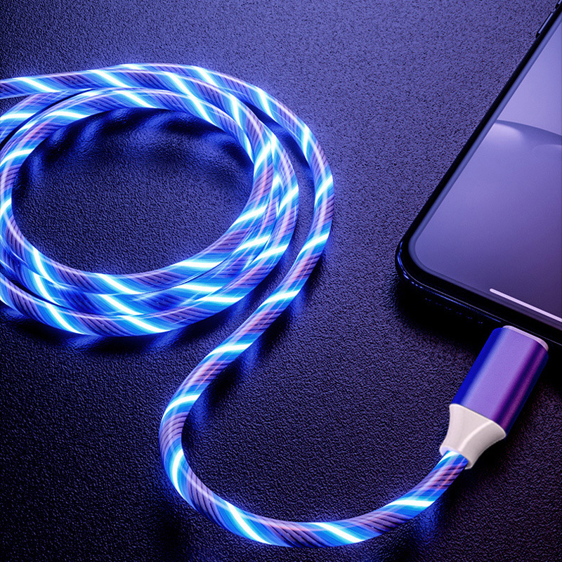 Kabel Data / Charger Micro USB / Tipe-C Magnetik 5A Fast Charging Dengan Lampu Led Untuk IPhone