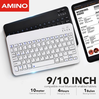 AMINO Mini Wireless Bluetooth Keyboard Slim Thin Design Untuk Windows / Android / iOS / PC