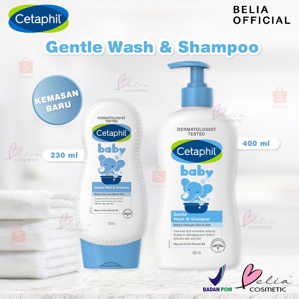 ❤ BELIA ❤ Cetaphil Baby Gentle Wash &amp; Shampoo (Hair &amp; Body) Sabun dan Sampo Bayi 230 | 400 Pump