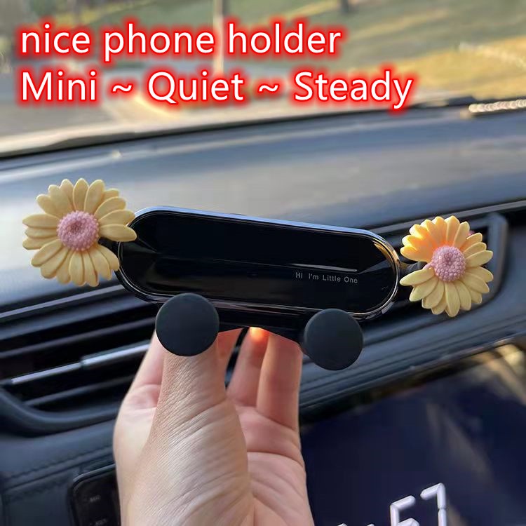 Holder Handphone / Navigasi Model Snap on Motif Bunga Daisy Untuk Ventilasi Ac Mobil