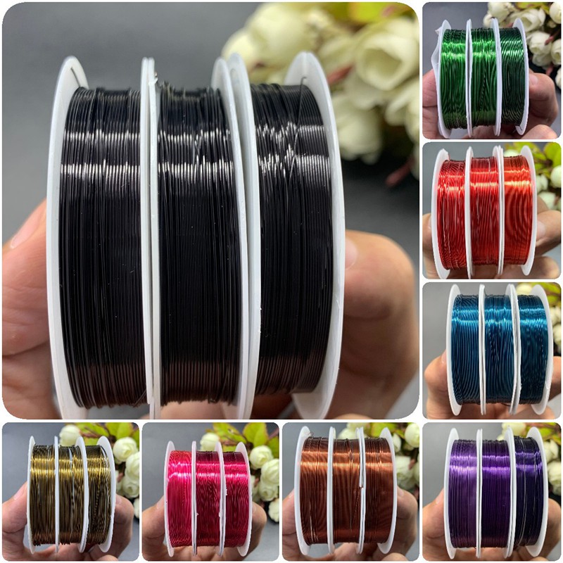 Kawat Tembaga Warna-Warni Ukuran 0.3/0.4/0.5/0.6/0.8/1.0mm Untuk Membuat Perhiasan Diy