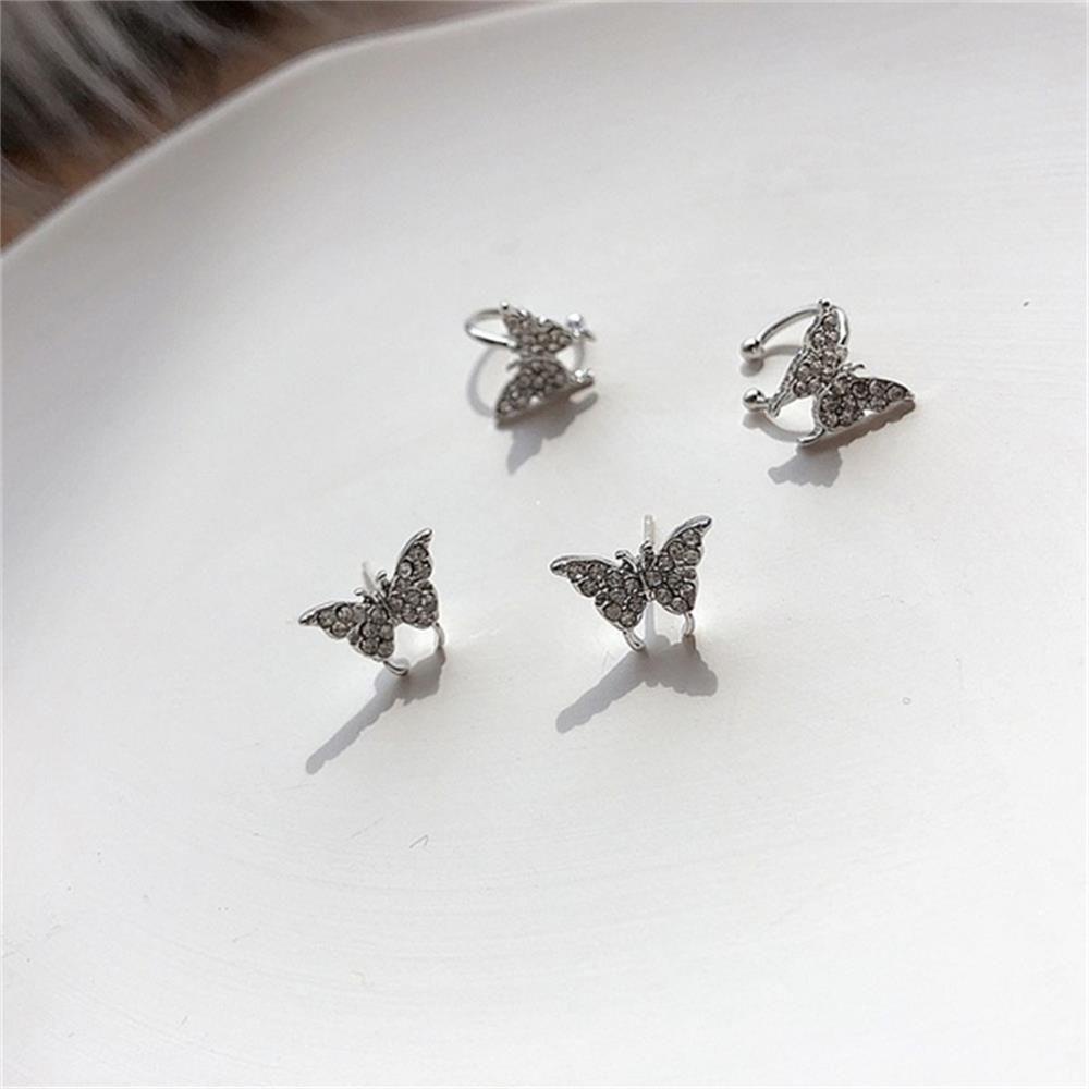 Lily Butterfly Earrings Perhiasan Tulang Rawan Anting Palsu Berlian Imitasi Ear Cuff