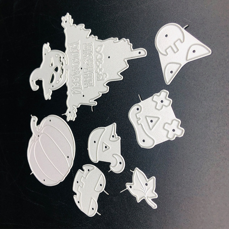 Cetakan Stensil Cutting Dies Motif Hantu Labu Halloween Bahan Metal Untuk Scrapbook / Craft DIY