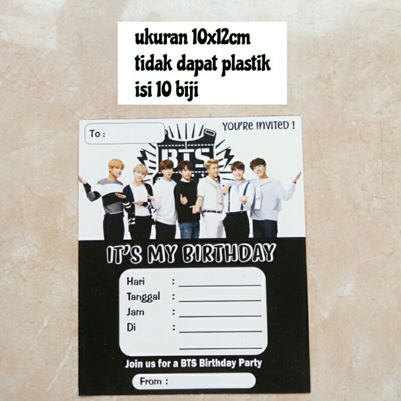 kartu undangan ulang tahun happy birthday karakter korea BTS bts