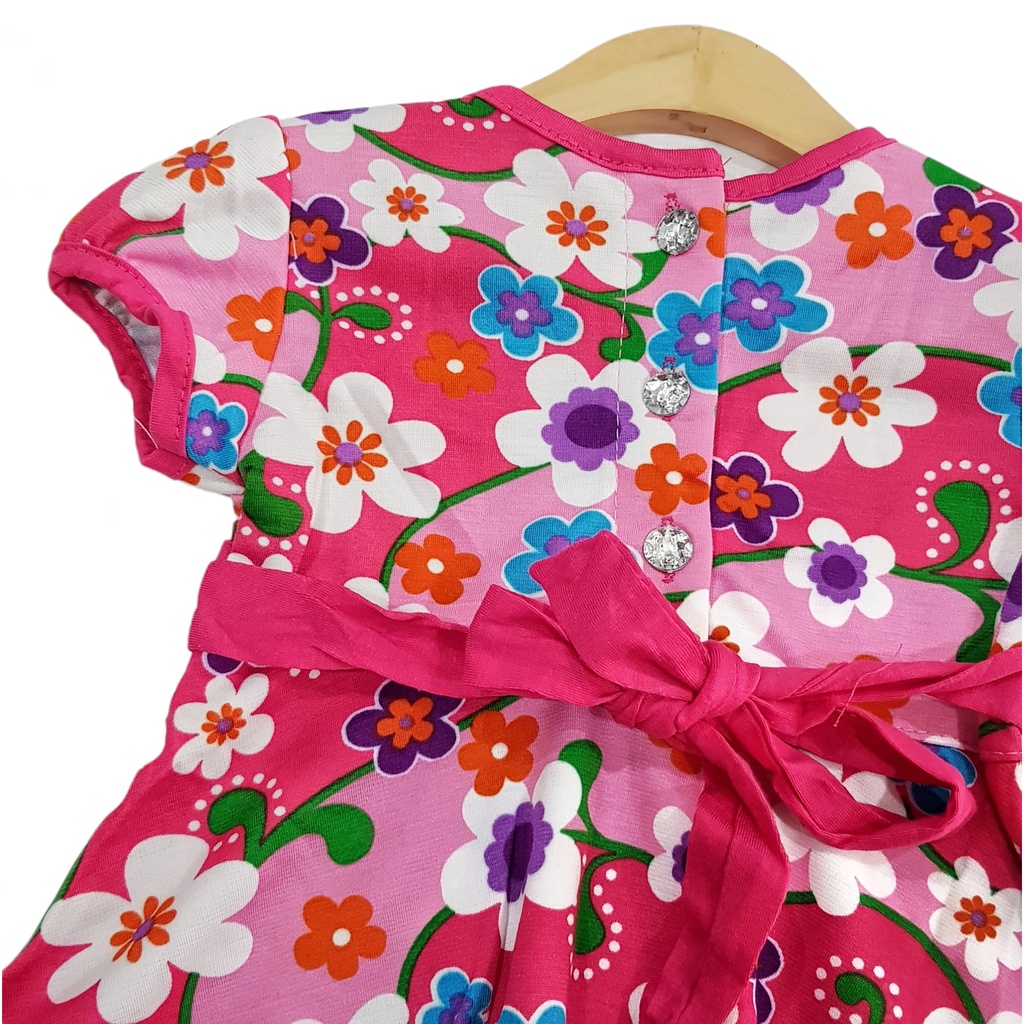 DRESS FASHION ANAK PEREMPUAN BAHAN KAOS MOTIF BIG FLOWERS 1-5 TAHUN NEW