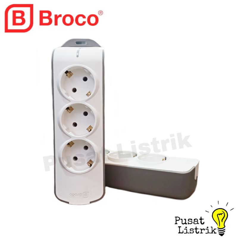 Stop Kontak 3-6 Lubang + Indikator Broco Tipe Slanting OB Stop Kontak 3-6Lubang Lampu Stop Kontak Outbow Broco Model Miring