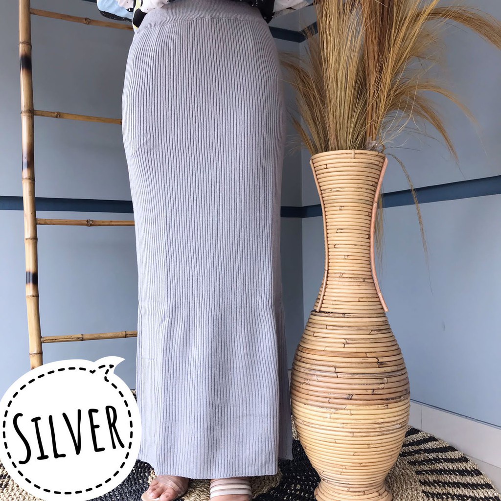 Celana Kulot Rayon Crincle Crinkle Airflow Panjang Wanita Premium Highwaist Loose Cullote Pants Homewear Jumbo Terbaru Kekinian-ROK RAJUT SILVER