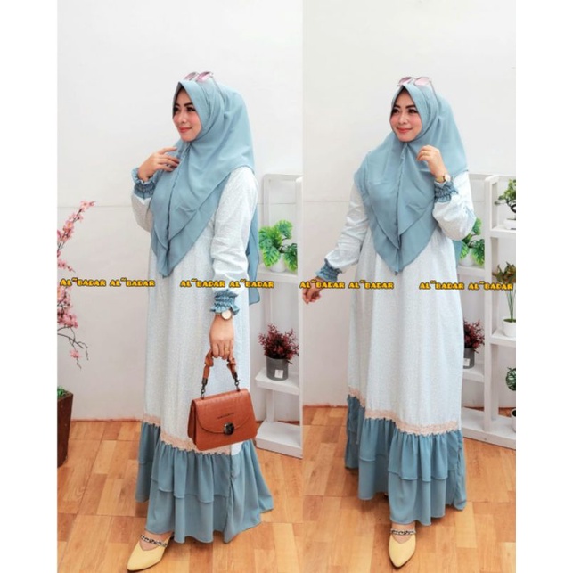 [ BISA COD] GAMIS SYAR'I KATUN JEPANG MIX CERUTY BABYDOLL REMPEL BAWAH, DRESS SYAR'I KATUN JEPANG MIX CERUTY BUSUI BY AL BADDAR