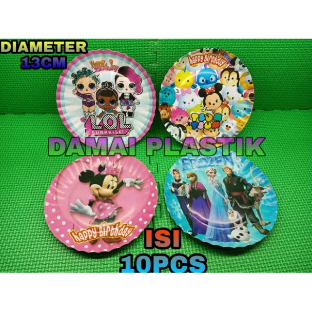 Isi:10pcs Piring Kertas Kartun Frozen Micky mouse Lol Tsumtsum  Piring Acara Ulang Tahun Pesta Ultah