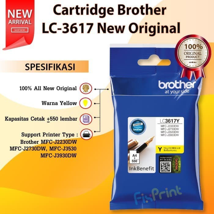 Cartridge Brother LC3617 Ink Printer MFC J2230 J2730 J3530 J3920 Ori - Yellow