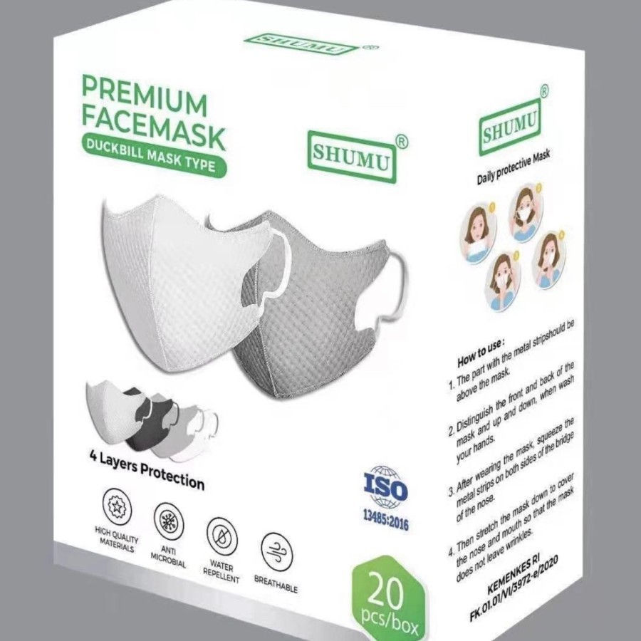 Masker DUCKBILL 4PLY SHUMU AKL Setara N95 Medis isi 20pcs