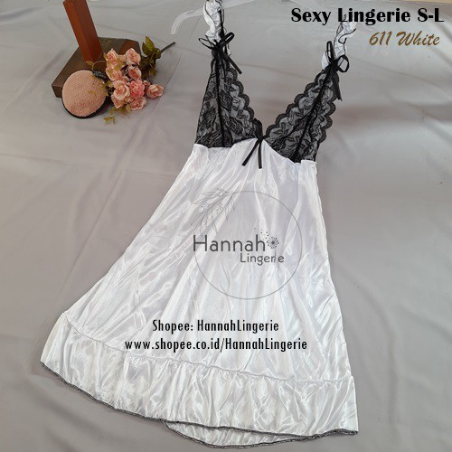 Free Size S M L, Baju Tidur Seksi Warna Putih Hitam Tosca Lingerie Satin Saten Transparan Bagian Dada Isi Seserahan Pengantin611