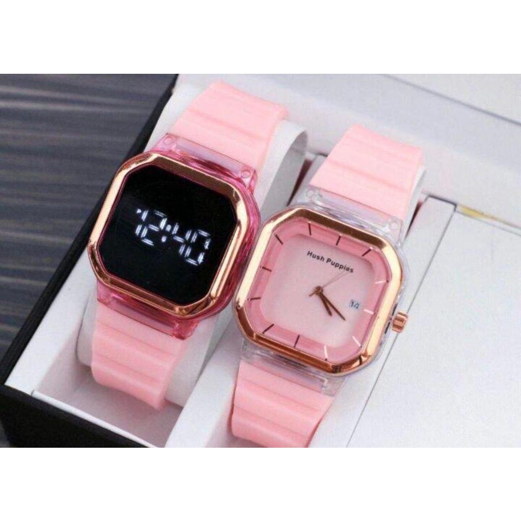 BISA COD PROMO BELI 1 GRATIS 1 JAM TANGAN COUPLE PASANGAN PRIA WANITA COWOK CEWEK STRAP RUBBER