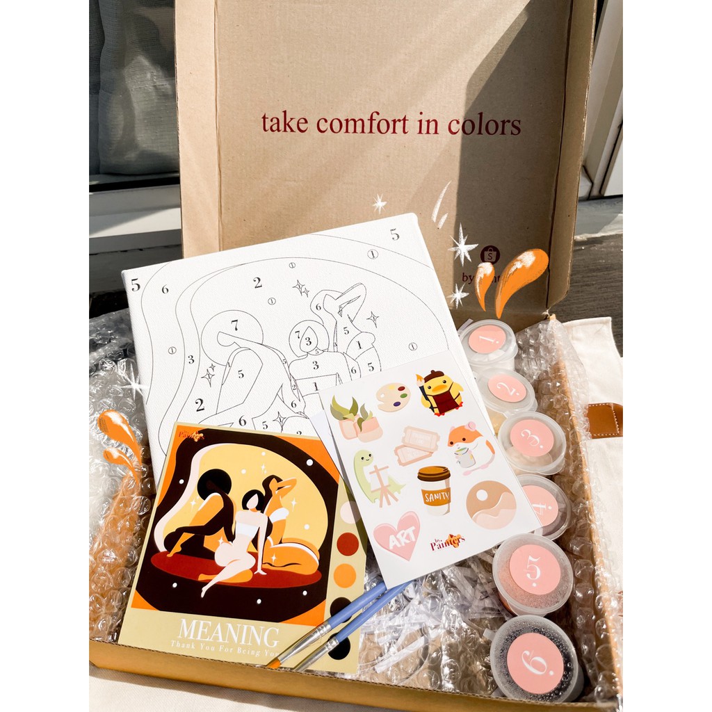 

Paint By Number [Meaning] | ByPainters | Painting Set | 20x20cm Canvas & 7 Colour | Kit Melukis