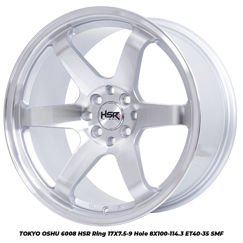 Velg Mobil HSR TOKYO OSHU 6008 Ring 17 Pelek Racing Freed Yaris Jazz Mobilio Livina Silver Polish