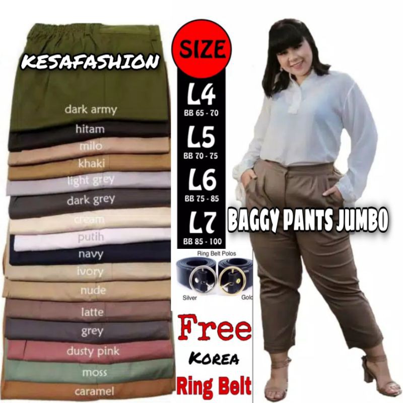 BAGGY PANTS JUMBO PREMIUM BB 65 KG - 90 KG 4L 5L 6L 7L CELANA WANITA BIGSIZE CELANA PANJANG WANITA