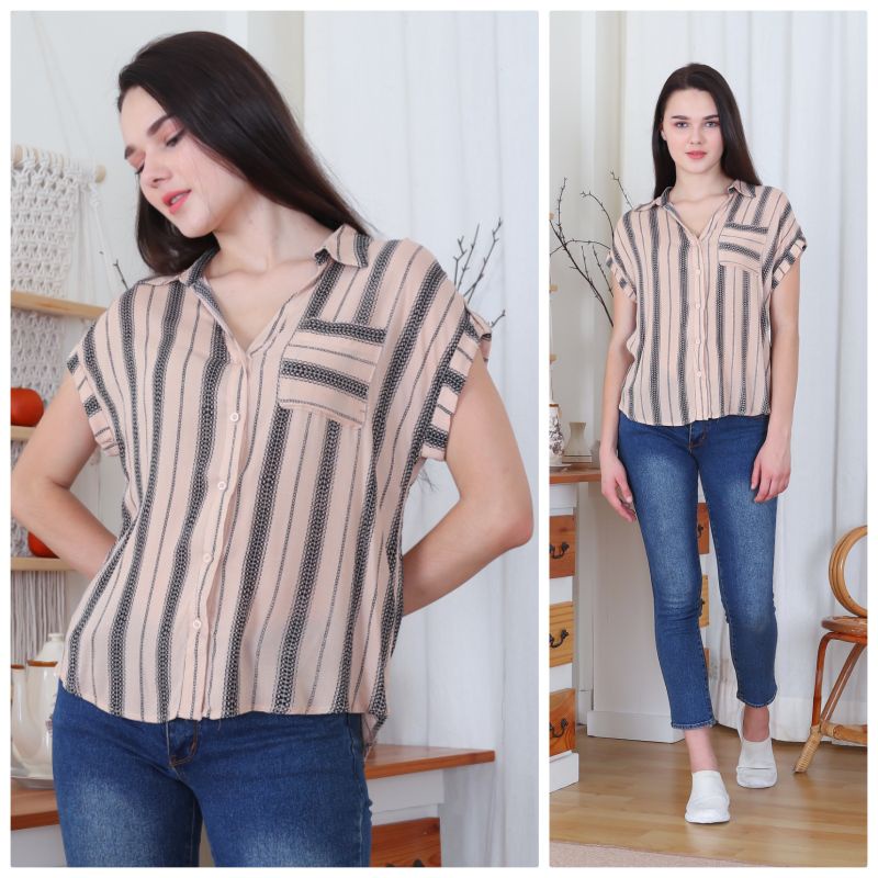 Blouse lengan pendek Casual Branded Sisa Export Termurah