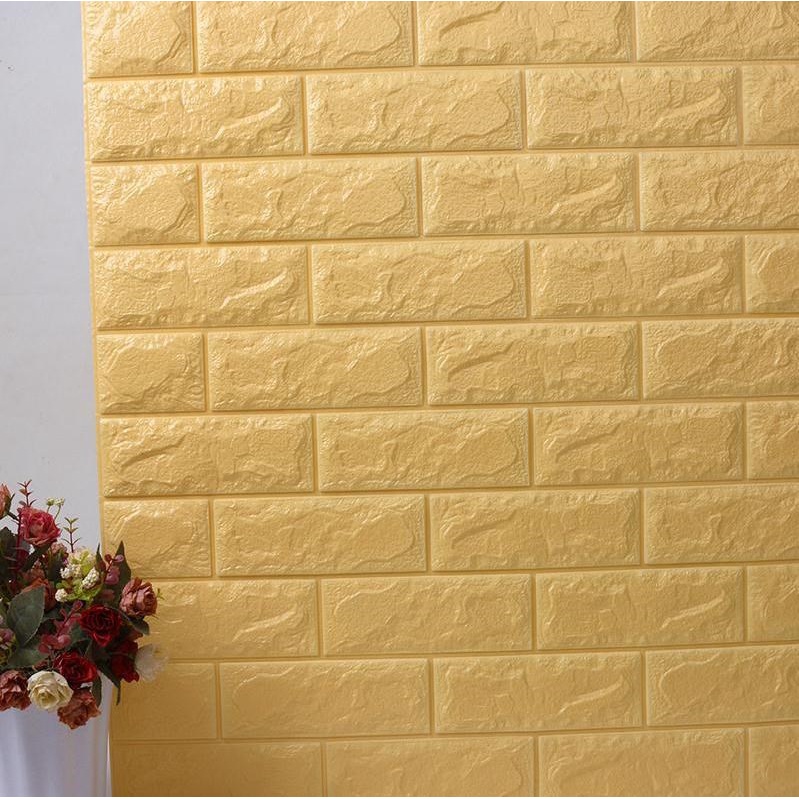 Wallpaper Tembok Dinding 3D Model Batu Bata Putih/Walpaper Tembok Dinding Untuk Mempercantik Ruangan-Cream