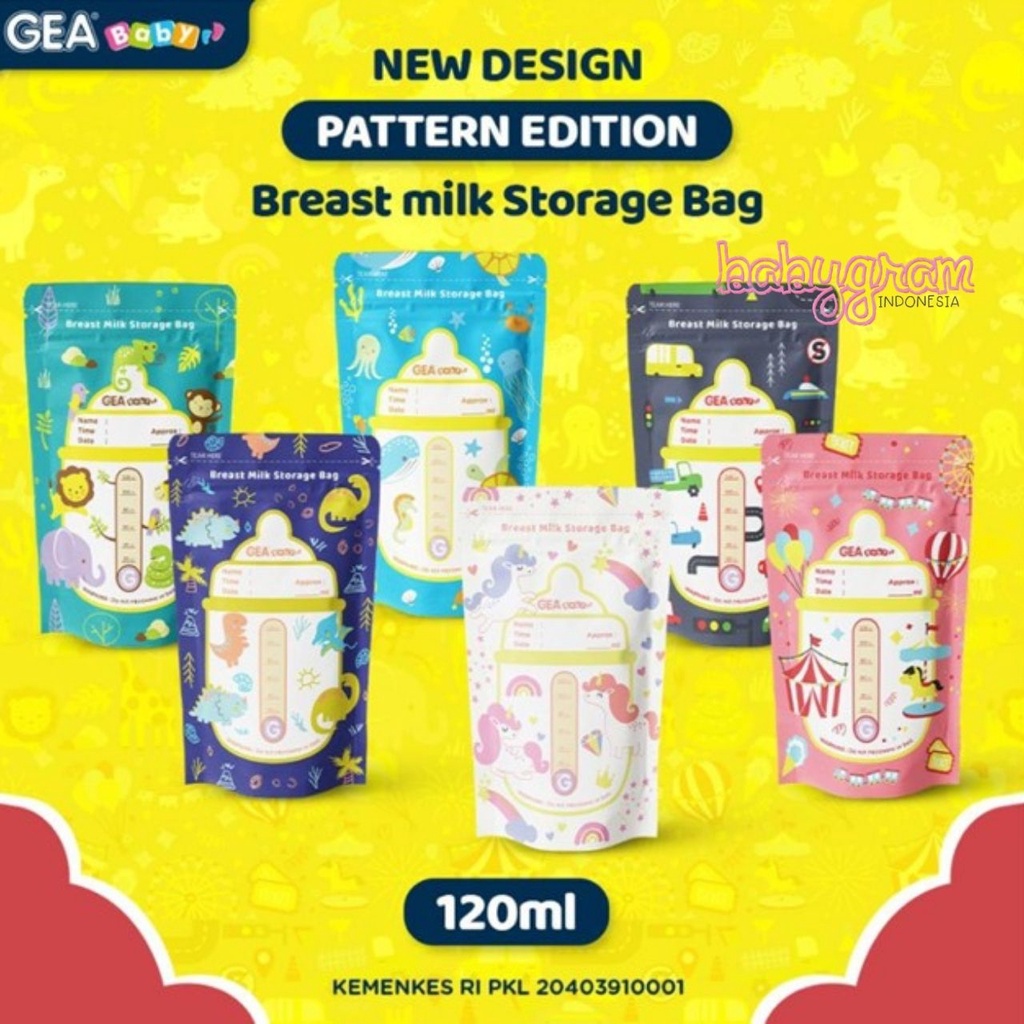 Kantong Asi dengan Sensor Panas GEA Baby 120ml 200ml 250ml Pouch Plastik