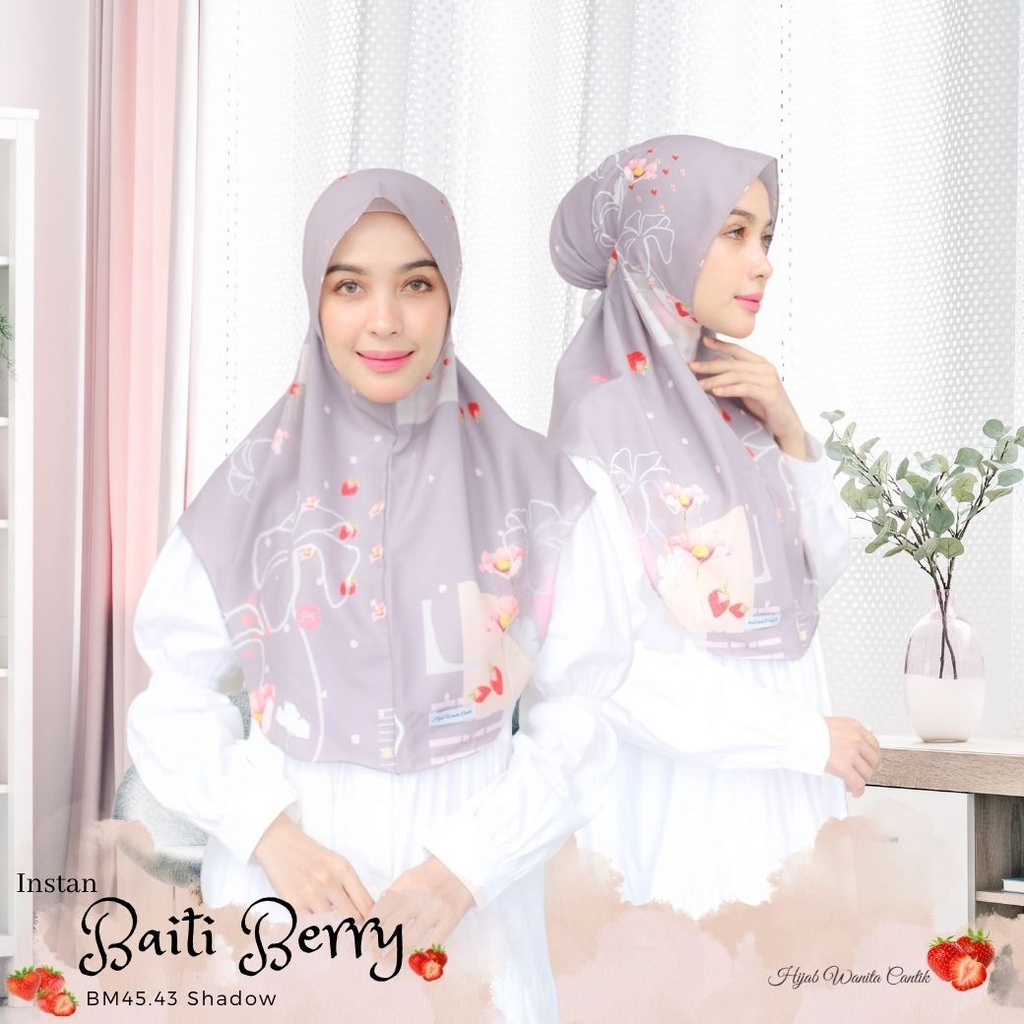 Hijabwanitacantik - Instan Baiti Berry - BM45.43 Shadow| Hijab Instan Bergo | Jilbab Instan Motif Printing Premium