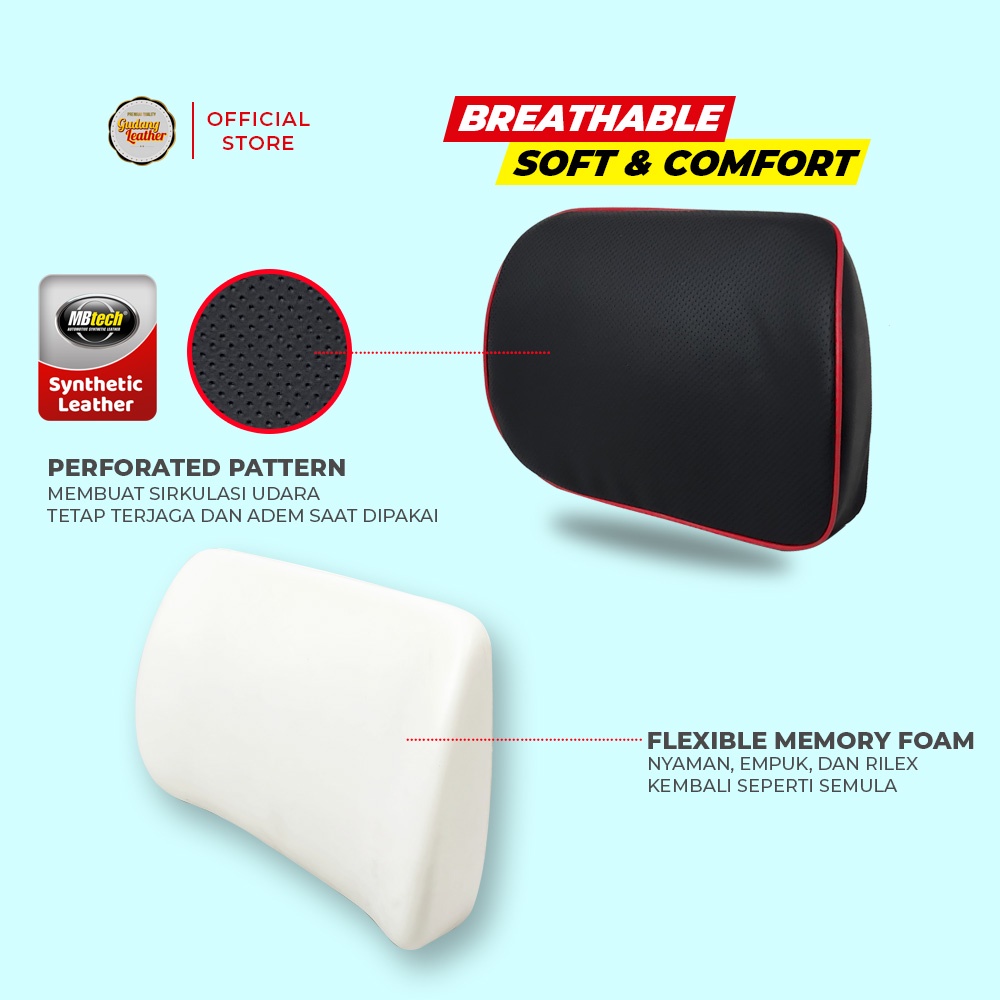 Bantal Mobil Sandaran Punggung Kulit MBTECH - PLUS SERIES