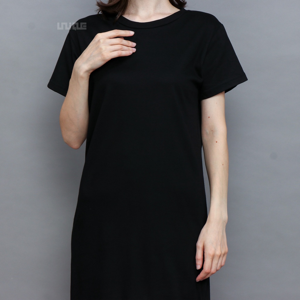 UNIQUE - (Dress Series) Kaos Polos Midi Dress With Slit