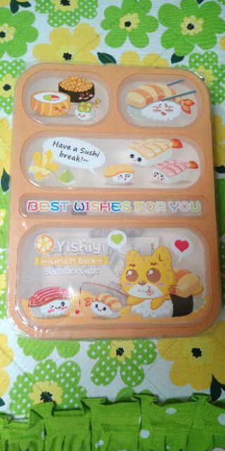 Lunch Box Yooyee Grid Sekat 5 Karakter / Tempat Makan Yooyee Anti Tumpah
