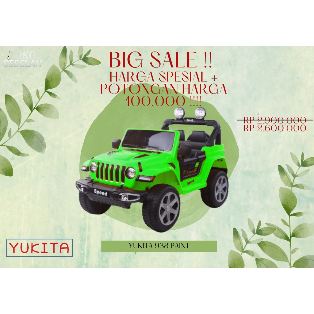 Mainan Mobilan Anak Mobil Aki Jeep YUKITA 938 12 Volt Paint