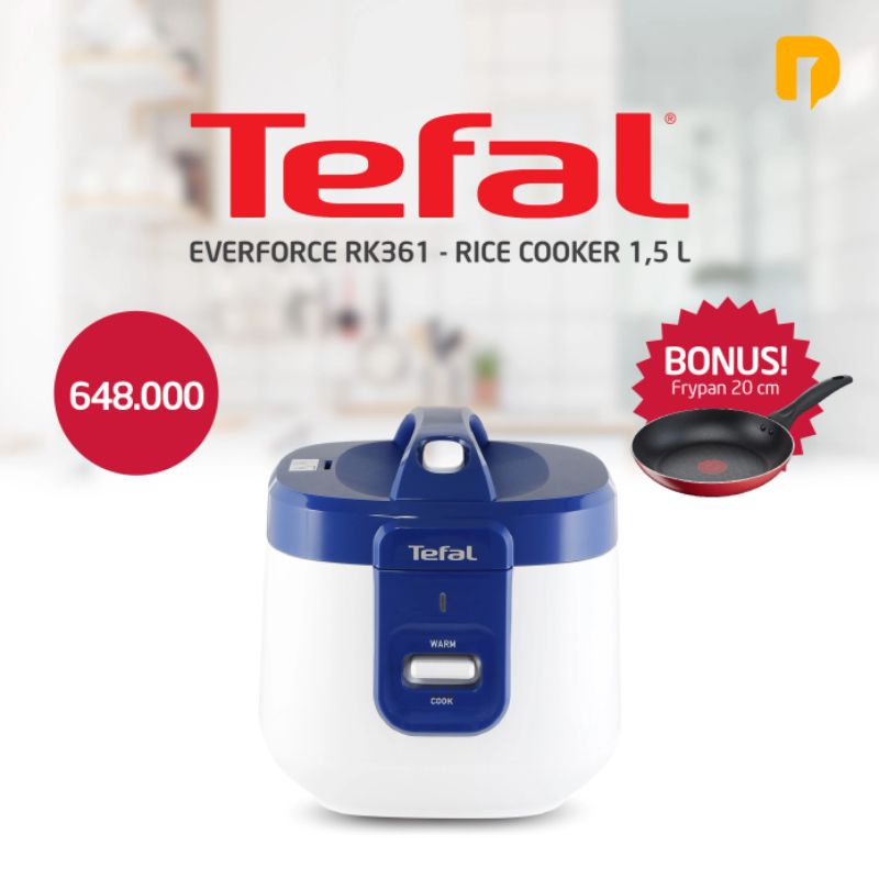 Tefal RK362 Rice Cooker 2 Liter Anti-Lengket dengan Fungsi Pemanas 24 Jam